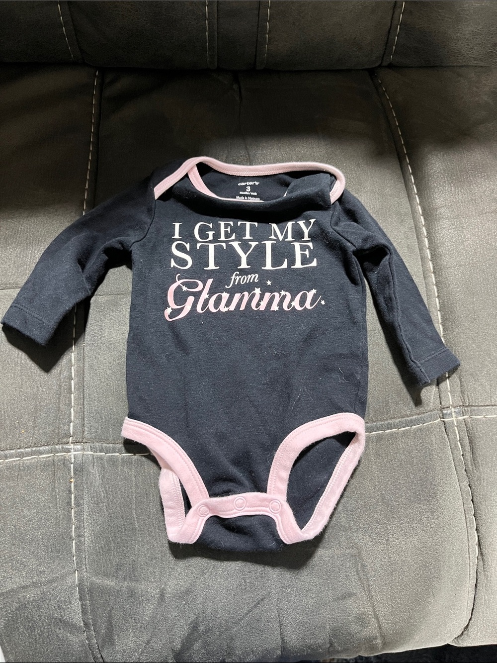 Carter's Navy One-Piece with Pink Trim 'I Get My Style from Glamma'